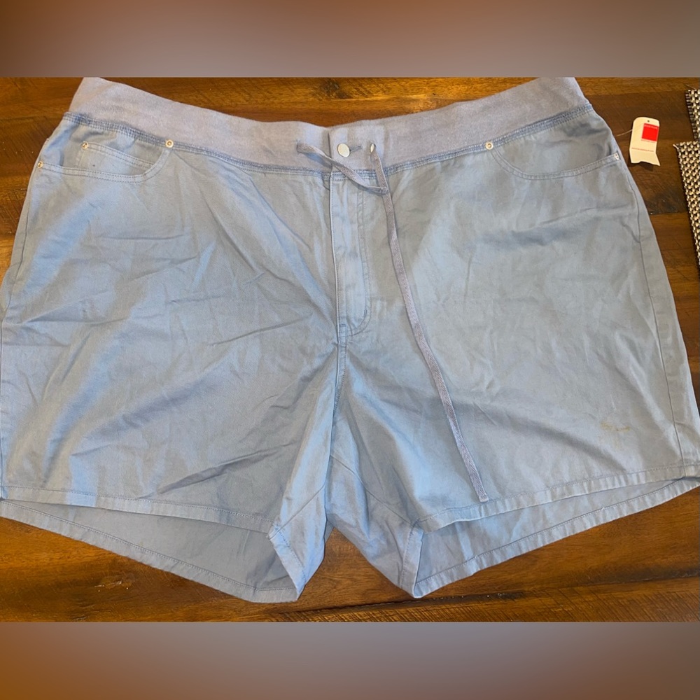 Avenue Blues Women’s Plus Size Blue Bermuda Shorts Elastic Waist Drawstring 30‎